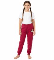 Morbidi pantaloni STEINBECK per bambini e bambine in micropile, pantaloni da jogging con una graziosa applicazione, pantaloni della tuta in rosso, rosa o blu navy