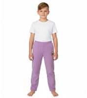 Morbidi pantaloni STEINBECK per bambini e bambine in micropile, pantaloni da jogging con una graziosa applicazione, pantaloni della tuta in rosso, rosa o blu navy