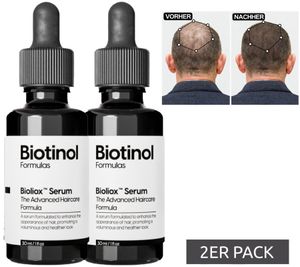 Sérum Capilar Biotinol (Pack de 2) para un Cabello Más Grueso y Fuerte contra la Caída. Clínicamente Probado. Alternativa al Minoxidil. Cuidado Capilar. Sin Crueldad. 2 x 30 ml. Negro/Blanco.