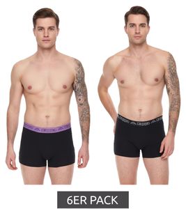 Confezione da 6 boxer da uomo Kappa con scritta e logo, intimo 351K1JW ADM, nero/viola