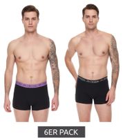 Confezione da 6 boxer da uomo Kappa con scritta e logo, intimo 351K1JW ADM, nero/viola