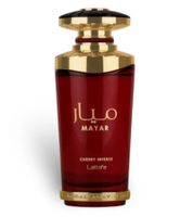 Eau de Parfum Lattafa Mayar Cherry Intense aux notes de cerise douce et accords chauds, parfum pour le corps 100 ml Rouge/Or