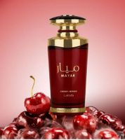 Eau de Parfum Lattafa Mayar Cherry Intense aux notes de cerise douce et accords chauds, parfum pour le corps 100 ml Rouge/Or