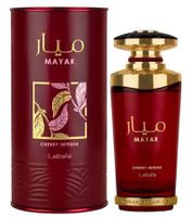 Eau de Parfum Lattafa Mayar Cherry Intense aux notes de cerise douce et accords chauds, parfum pour le corps 100 ml Rouge/Or