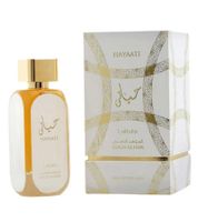 Eau de Parfum Intemporelle Lattafa Hayaati Gold Elixir Unisexe, un parfum corporel élégant pour femme et homme, 100 ml Or/Blanc