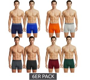 Lot de 6 boxers homme U.S. POLO ASSN. Premium, sous-vêtements éco-responsables, 180 g/m², 134 68262 53696, coloris Bleu Royal/Marine, Vert Foncé/Bordeaux, Orange/Gris Chiné ou Gris Foncé/Noir