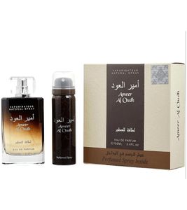 Lattafa Ameer Al Oudh Unisex Eau de Parfum 100 ml + Deodorant 50 ml Intensiver orientalischer Körper-Duft Braun
