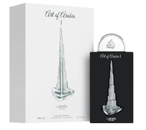 Lattafa Pride Art of Arabia I Eau de Parfum Unisexe Agrumes Aromatiques pour le Corps, Femme et Homme 100ml Argent/Noir