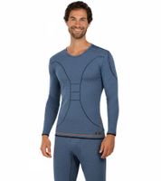 Pratica maglia funzionale da uomo TOPTEX PRO con HydroTherm a manica corta, maglia sportiva con standard OEKO-TEX 100, camicia da lavoro, blu mélange o grigio