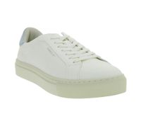 Zapatillas urbanas sostenibles FLAMINGOS LIFE Hampton Court para hombre, zapatillas veganas de caña baja, fabricadas en Portugal, color blanco/azul claro.