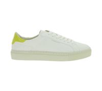 Zapatillas urbanas sostenibles FLAMINGOS LIFE Hampton Court para mujer, zapatillas veganas de caña baja, fabricadas en Portugal, color blanco/amarillo.