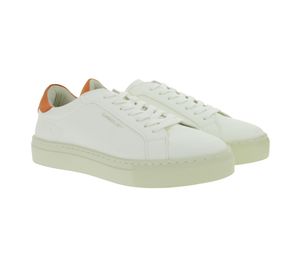 Sustainable FLAMINGOS LIFE Hampton Court Women's City Shoes, Vegan Low-Top Sneakers, Made in Portugal, White/Orange