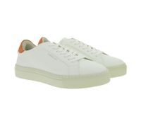 Sustainable FLAMINGOS LIFE Hampton Court Women's City Shoes, Vegan Low-Top Sneakers, Made in Portugal, White/Orange