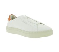 Sustainable FLAMINGOS LIFE Hampton Court Women's City Shoes, Vegan Low-Top Sneakers, Made in Portugal, White/Orange