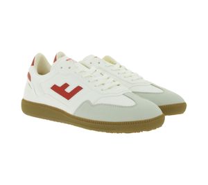 Baskets basses vegan Burela Slim pour femme, fabriquées au Portugal, couleur vanille/rouge, écoresponsables