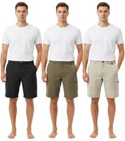 Short cargo homme TRENTO - Short décontracté léger avec logo brodé, disponible en noir, vert olive ou beige
