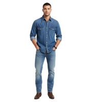 Jeanerica Bertrand Vintage 95 Men's Denim Shirt, Classic Cut, Long Sleeve, Blue