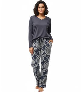 Pyjama en coton doux pour femme, ensemble 8897133, noir et blanc