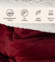 2-Pack Reversible Everlasting Comfort Plush Sherpa Fleece Blanket, 127 x 165 cm, Blue, Black, Burgundy, and Snow White