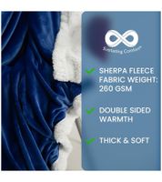 2-Pack Reversible Everlasting Comfort Plush Sherpa Fleece Blanket, 127 x 165 cm, Blue, Black, Burgundy, and Snow White