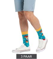 3 pares de calcetines de algodón Moustard Jack in the Box, calcetines largos a rayas, talla 20-JACK, rojo/amarillo/azul