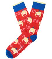 3 Pairs of Moustard Sumo Cotton Socks with Sumo Wrestler Pattern, Long Socks 22S-SUMO Red/Blue
