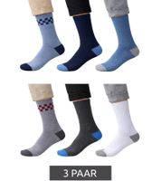 3 Pairs of SCOTCH & SODA Men's Terry Crew Socks, Everyday Socks, Cotton Socks, Size 41-46, Business Socks SS43491 in Navy/Blue/Light Blue or Dark Gray/Gray/White