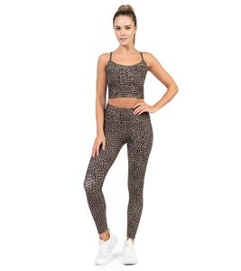 Leggings de sport légers et doux SLEEX pour femme, coupe décontractée, coutures plates, style léopard, réf. 44051-008, beige/marron/noir