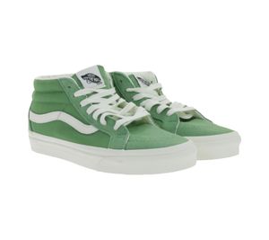 VANS SK-8 Mid Reissure Damen & Herren Echtleder-Sneaker Mid-Top Schuhe im Old-School-Design Skater-Schuhe Gummi-Waffelsohle VN0A391FV0N Grün/Weiß