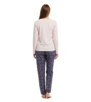 weicher Damen Pyjama 2-teiliger Schlaf-Anzug aus Baumwolle Pyjama-Set bestehend aus Ober- und Unterteil Schwarz/Weiß, Rosa/Blau oder Grau