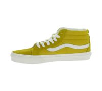 VANS SK-8 Mid Reissure Damen & Herren Echtleder-Sneaker Mid-Top Schuhe im Old-School-Design Skater-Schuhe Gummi-Waffelsohle VN0A391FV0N Gelb/Weiß