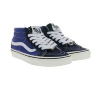Sneakers VANS SK-8 Mid Reissure da donna in vera pelle, scarpe mid-top dal design old-school, scarpe da skate con suola waffle in gomma, VN0A391F5TU, blu/bianco