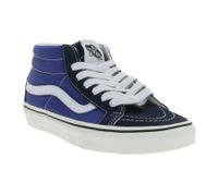 Sneakers VANS SK-8 Mid Reissure da donna in vera pelle, scarpe mid-top dal design old-school, scarpe da skate con suola waffle in gomma, VN0A391F5TU, blu/bianco