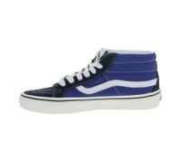Sneakers VANS SK-8 Mid Reissure da donna in vera pelle, scarpe mid-top dal design old-school, scarpe da skate con suola waffle in gomma, VN0A391F5TU, blu/bianco