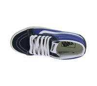 Sneakers VANS SK-8 Mid Reissure da donna in vera pelle, scarpe mid-top dal design old-school, scarpe da skate con suola waffle in gomma, VN0A391F5TU, blu/bianco