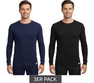 Lot de 3 sous-vêtements thermiques manches longues TOPTEX PRO pour homme, avec technologie ThermoTherm, certifiés OEKO-TEX Standard 100, bleu marine ou noir