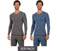 3-Pack Value Pack: Practical TOPTEX PRO Men's Functional Shirt with HydroTherm Short Sleeve, Sports Shirt with OEKO-TEX Standard 100, Work Shirt, Heathered Blue or Gray