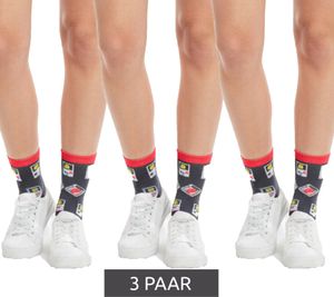 Lot de 3 paires de chaussettes Moustard en coton, motif Game Boy rétro, chaussettes hautes 22S-GAME Gris/Rose/Blanc