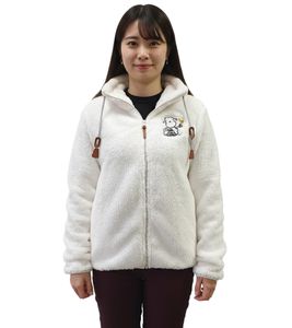 Comfortable sheepworld Women's Teddy Fleece Jacket with Embroidered Design - Cozy Jacket with Stand-Up Collar - Sweatshirt Jacket 9863934 White
