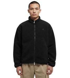 NIKE Jordan Flight Mountainside Men's Fleece Jacket with Stand-Up Collar, Faux Fur Jacket, Transitional Jacket FV7448-010 Black