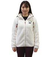 Comfortable sheepworld women's teddy fleece jacket with embroidered design. Cozy jacket with stand-up collar. Sweatshirt jacket in white or gray.