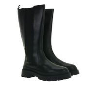 Stivali alla moda da donna in vera pelle con inserto elastico 939306, neri