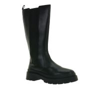 Stivali alla moda da donna in vera pelle con inserto elastico 939306, neri