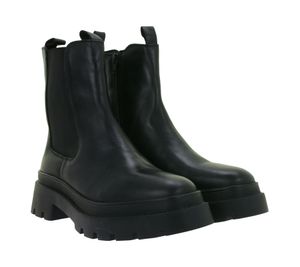 Stivaletti Chelsea da donna alla moda in vera pelle con inserto elastico 975673, neri