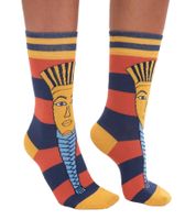 3 Paar Moustard Baumwoll-Socken mit Abbildung des Pharaos Tutanchamun gestreifte lange Strümpfe 20S-TUTAN Blau/Rot/Gold