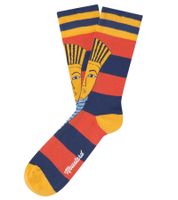 3 Paar Moustard Baumwoll-Socken mit Abbildung des Pharaos Tutanchamun gestreifte lange Strümpfe 20S-TUTAN Blau/Rot/Gold