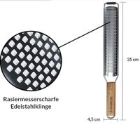 extra scharfe CUBESU Zesterreibe Küchenreibe aus rostfreiem Edelstahl inkl. Handschutz Silber