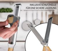 extra scharfe CUBESU Zesterreibe Küchenreibe aus rostfreiem Edelstahl inkl. Handschutz Silber