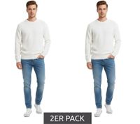 Suéter de punto ESPRIT Simple para hombre, cuello redondo, algodón, blanco (paquete de 2)
