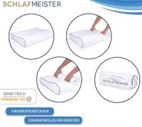 thermoregulierendes SCHLAFMEISTER Bat Kopf-Kissen Nackenstütz-Kissen OEKO-TEX zertifiziert Allergiker-Kissen 60x30x8cm Weiß